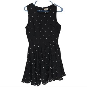 Maison Jules Black Dress White Heart Polka Dots Whimsical Size M